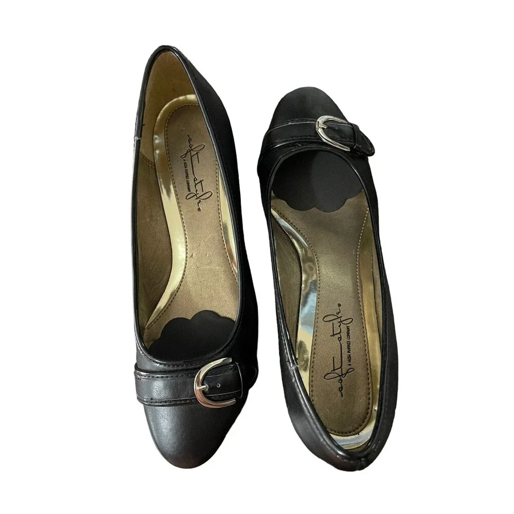 Hush Puppies Soft Style Women's 1/2” Dress Shoes Black Buckle Detail Size:8M